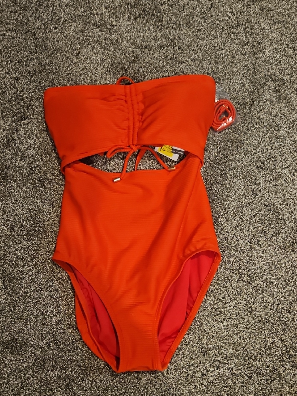 Red Women's One-Piece Swimsuit with Cutout